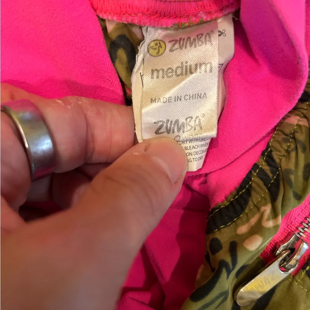 Zumba Fitness Pink Tank, camo cropped pant, camo shorts, light cardigan, fun top - Picture 7 of 14